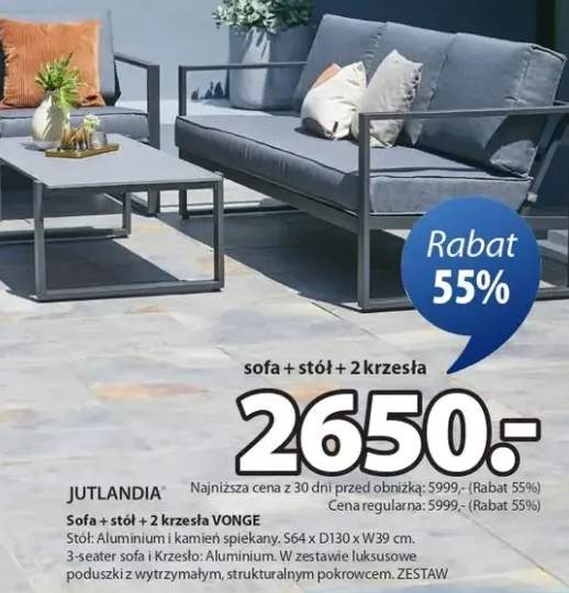 Sofa + stół + 2 krzesła