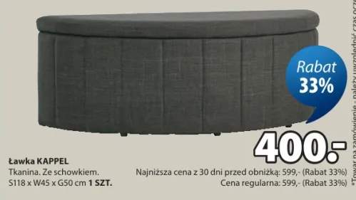 Ławka Kappel tkanina. Ze schowkiem