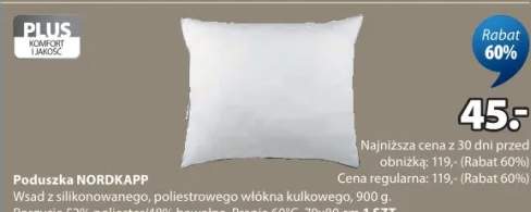 Poduszka Nordkapp wkład z silikonowanego, poliestrowego włókna kulkowego, poszycie 52% poliester/48% bawełna 70x80cm