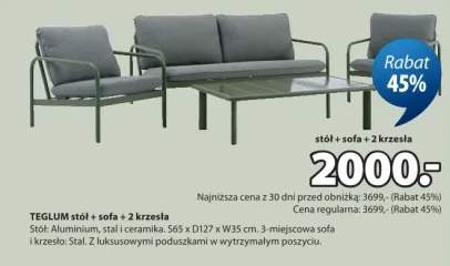 Teglum stół + sofa + 2 krzesła