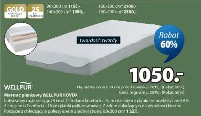 Materac piankowy WELLPUR HOVDA