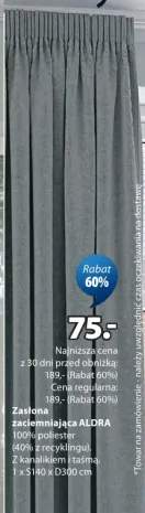Zasłona zaciemniająca Aldra (poliester, tkanina z zamkiem i taśmą 2x140x0300 cm)