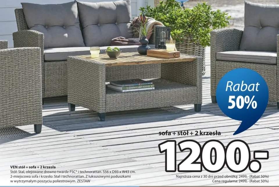 Zestaw mebli ogrodowych VEN sofa + stół + 2 krzesła