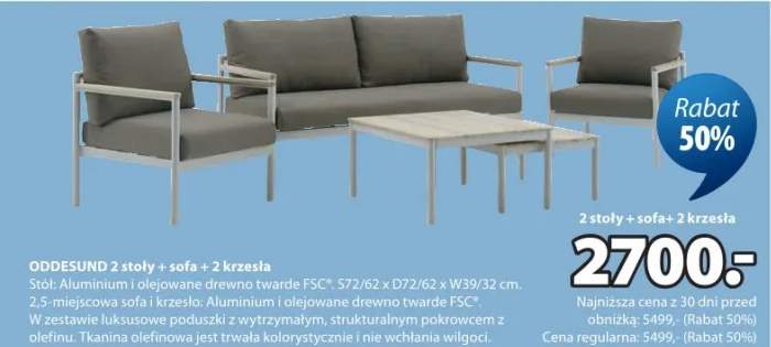 Zestaw mebli ogrodowych Oddesund 2 stoły + sofa + 2 krzesła