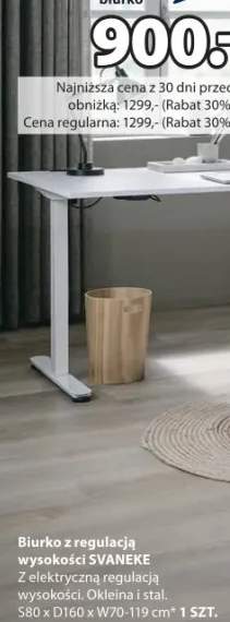 Biurko z regulacją wysokości Svaneke skóra ekologiczna i siatka poliestrowa