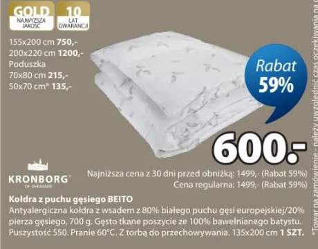 Kołdra z puchn gęsiego BEITO