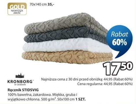 Ręcznik 100% bawełna, zakardowa. Miękka, gruba i wyjątkowo chłonna. 500 g/m². 50x100 cm