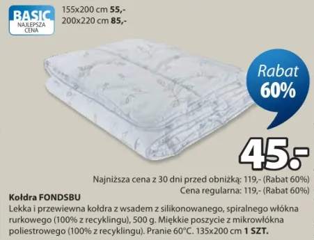 Kołdra lekka i przewiewna z wsadem z silikonowanego, spiralnego włókna rurkowego