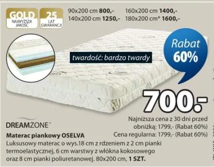 Materac piankowy Oselva 80x200cm