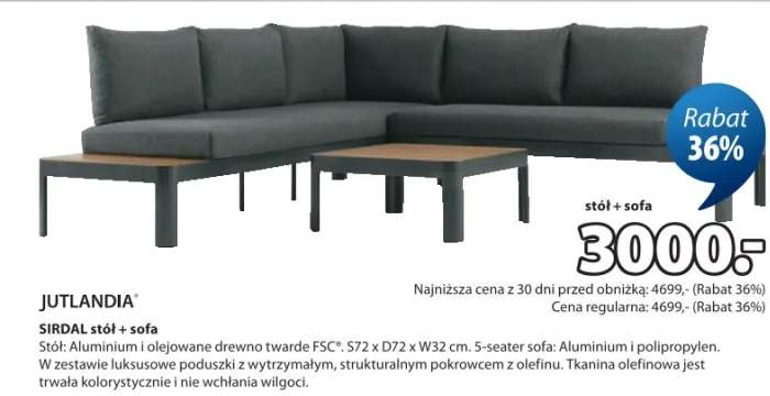 SIRDAL stół + sofa