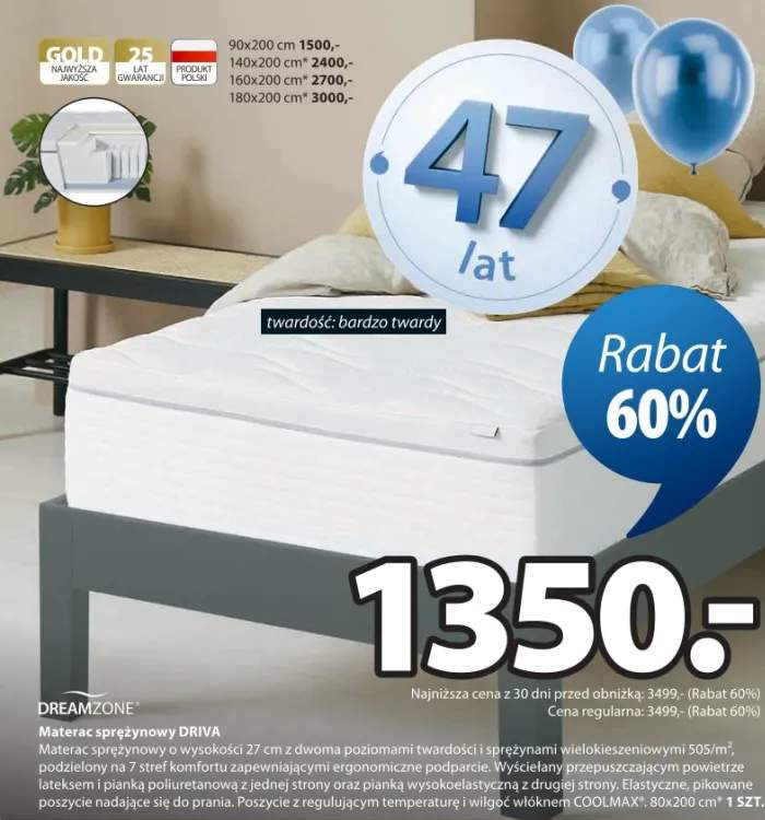 Materac sprężynowy DRIVA