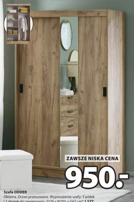 Szafa Odder okleina drzwi przesuwane S120 x W201 x G62 cm