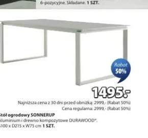 Stół ogrodowy SONNERUP aluminium i drewno kompozytowe DURAWOOD S100 x D215 x W75cm