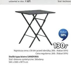 Stolik typu bistro SANDVIKA stal i drewno syntetyczne S65 x D65 x W73cm