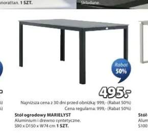 Stół ogrodowy MARIELYST aluminium i drewno syntetyczne S90 x D150 x W74cm