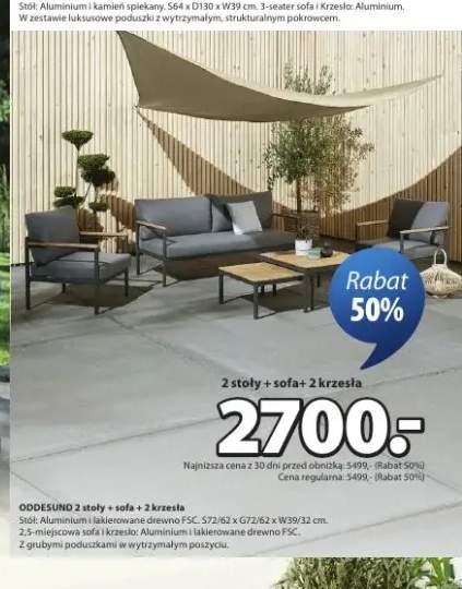 ODDESUND 2 stoły + sofa + 2 krzesła