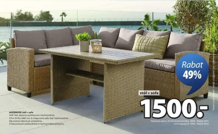 AGERMOSE stół + sofa