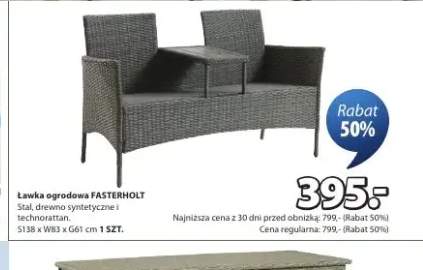 Ławka ogrodowa FASTERHOLT Stal, drewno syntetyczne i technorattan S138xW83xG61cm