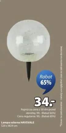 Lampa solarna HAVSVALE Ś20 x W29cm