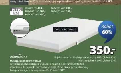 Materac piankowy DREAMZONE HULDA 80x200cm