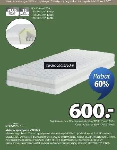 Materac sprężynowy DREAMZONE TENNA 80x200cm