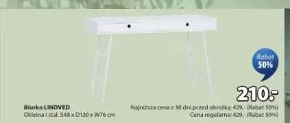 Biurko LINDVED okleina i stal S48xD120xW76cm