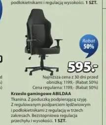 Krzesło gamingowe ABILDAA tkanina z poduszką podpierającą szyję z regulowanym podparciem lędźwiowym i podłokietnikami z regulacją w trzech zakresach bezstopniowa regulacja przechyłu i wysokości
