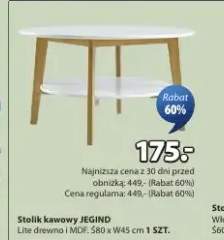 Stolik kawowy JEGIND lite drewno i MDF Ś80xW45cm