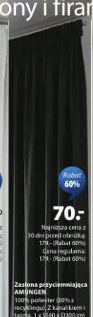 Zasłona przyciemniająca AMUNGEN 100% poliester z kanalikiem i taśmą 1xS140xD300cm