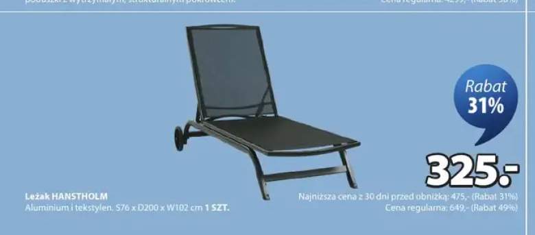 Leżak HANSTHOLM S76xD200xW102cm