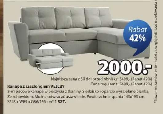 Kanapa z szezlongiem VEJLBY