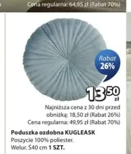 Poduszka ozdobna KUGLEASK poszycie 100% poliester welur S40cm
