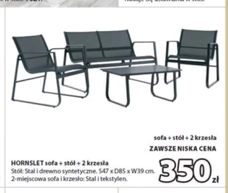 Zestaw mebli ogrodowych HORNSLET sofa stół 2 krzesła