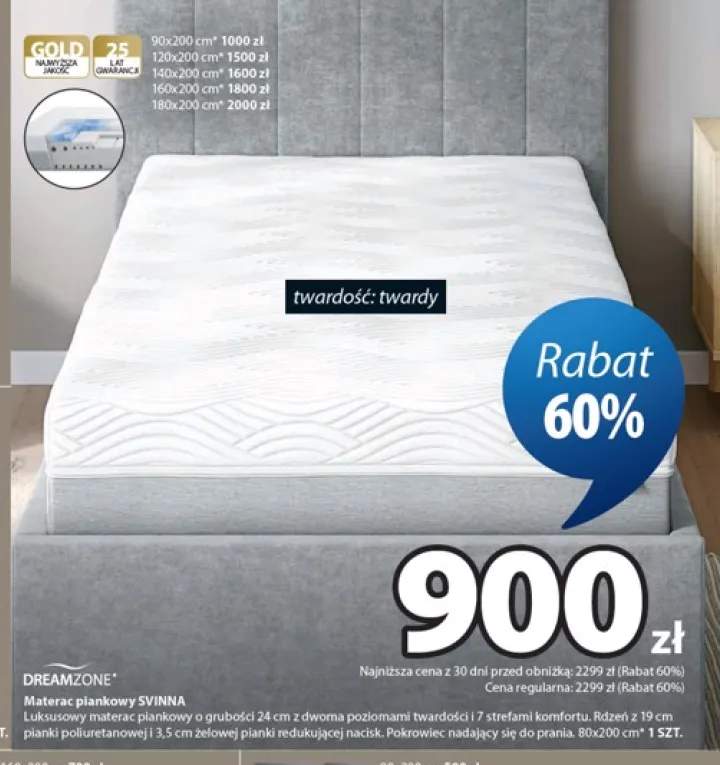 Materac piankowy Dreamzone Svinna 120x200 cm