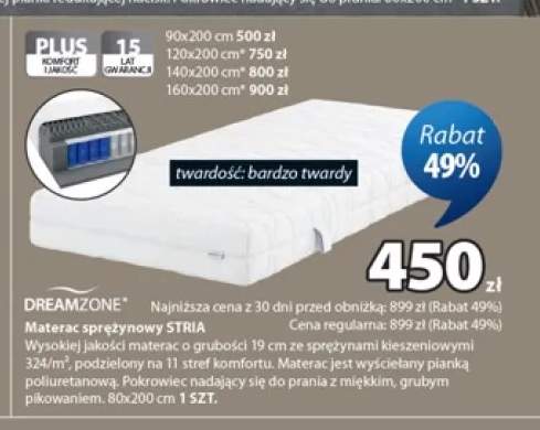 Materac sprężynowy Dreamzone Stria 80x200 cm