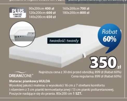 Materac piankowy Dreamzone Hulda 160x200 cm