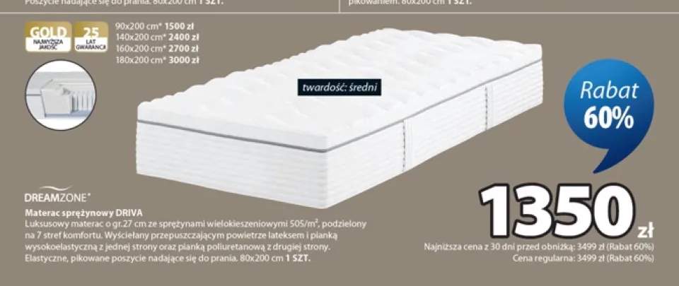 Materac sprężynowy Dreamzone Driva 180x200 cm