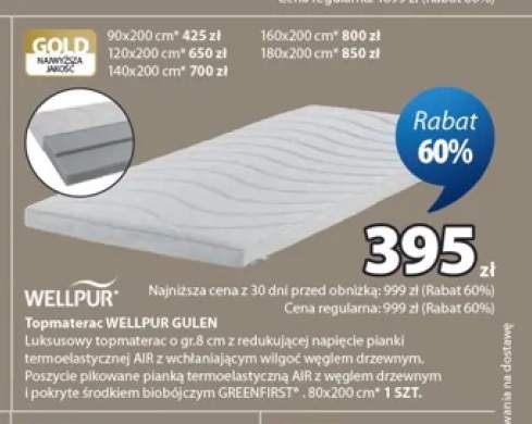 Topmaterac WELLPUR GULEN 80x200 cm