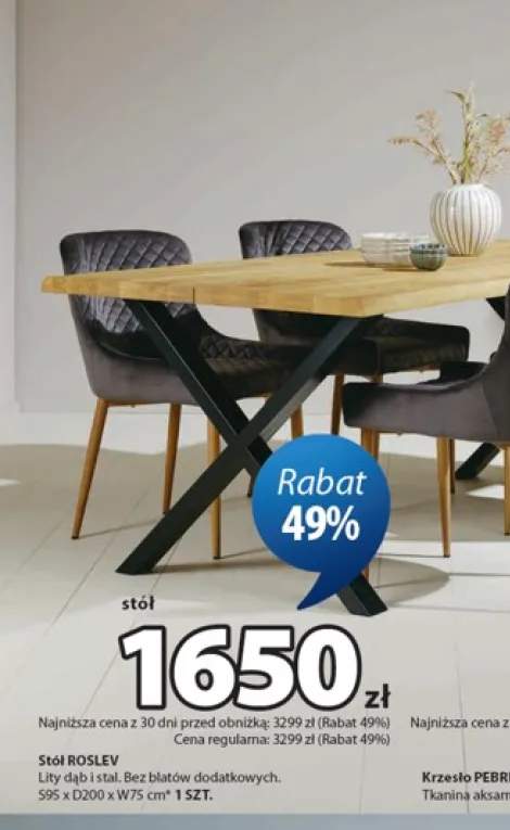 Stół ROSLEV lity dąb i stal