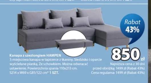 Kanapa z szezlongiem HAMPEN