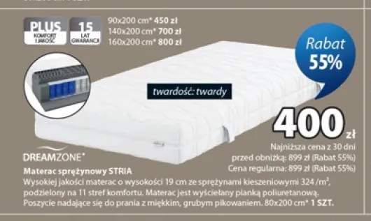 Materac sprężynowy Dreamzone Stria