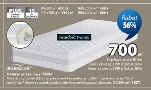 Materac sprężynowy Dreamzone Tenna