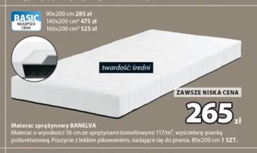 Materac sprężynowy Banelva 80x200 cm