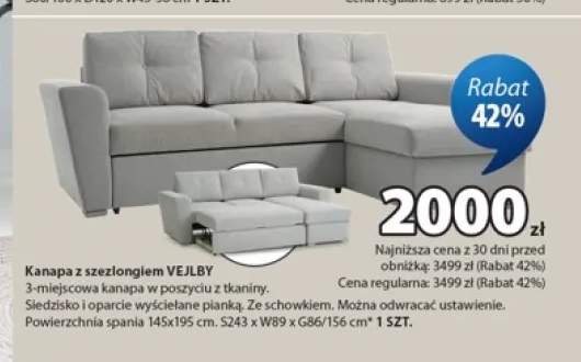 Kanapa z szezlongiem VEJLBY