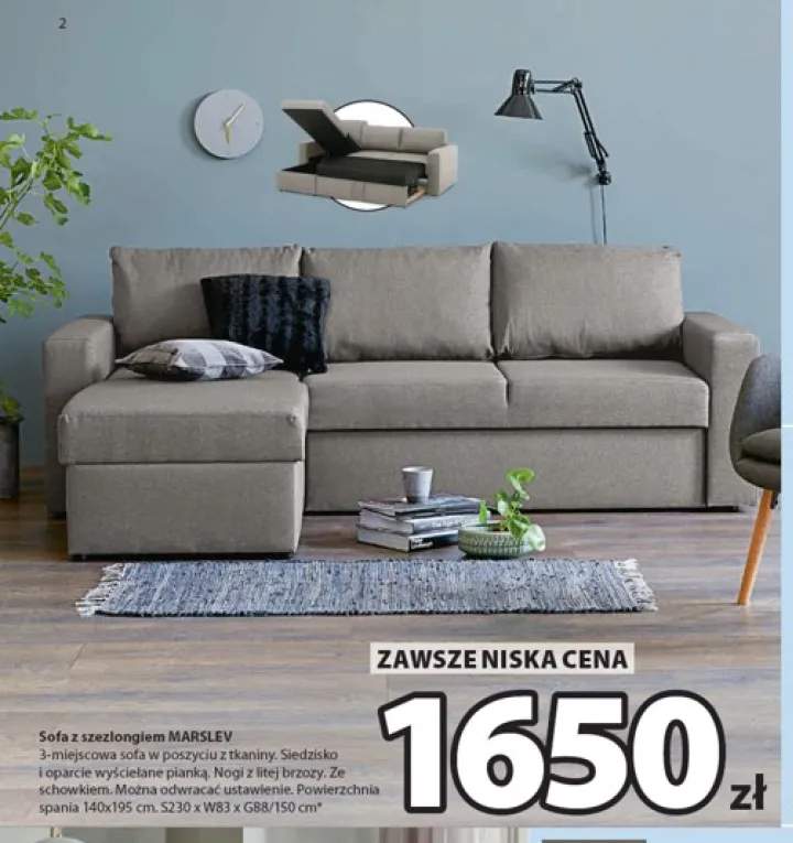 Sofa z szezlongiem Marslev