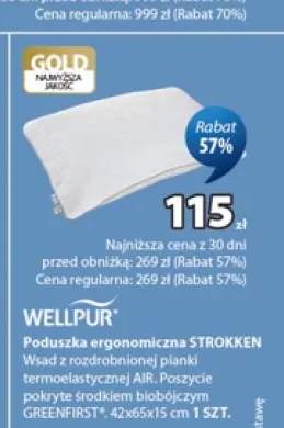 Poduszka ergonomiczna Strokken 42x65x15 cm Wellpur