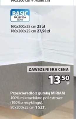 Prześcieradło z gumką Miriam 90x200x25 cm +2 warianty