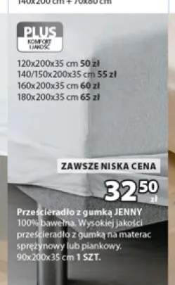 Prześcieradło z gumką Jenny 90x200x35 cm +4 warianty