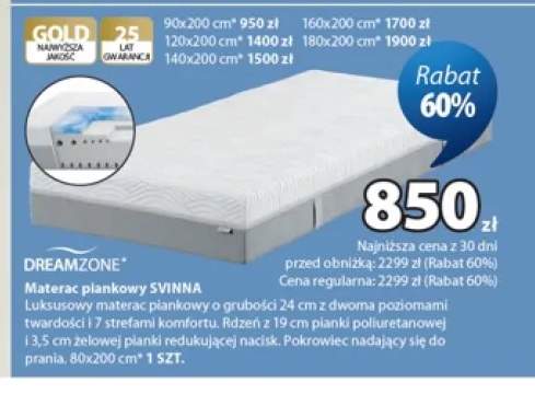 Materac piankowy Svinna 90x200 cm Dreamzone +5 wariantów